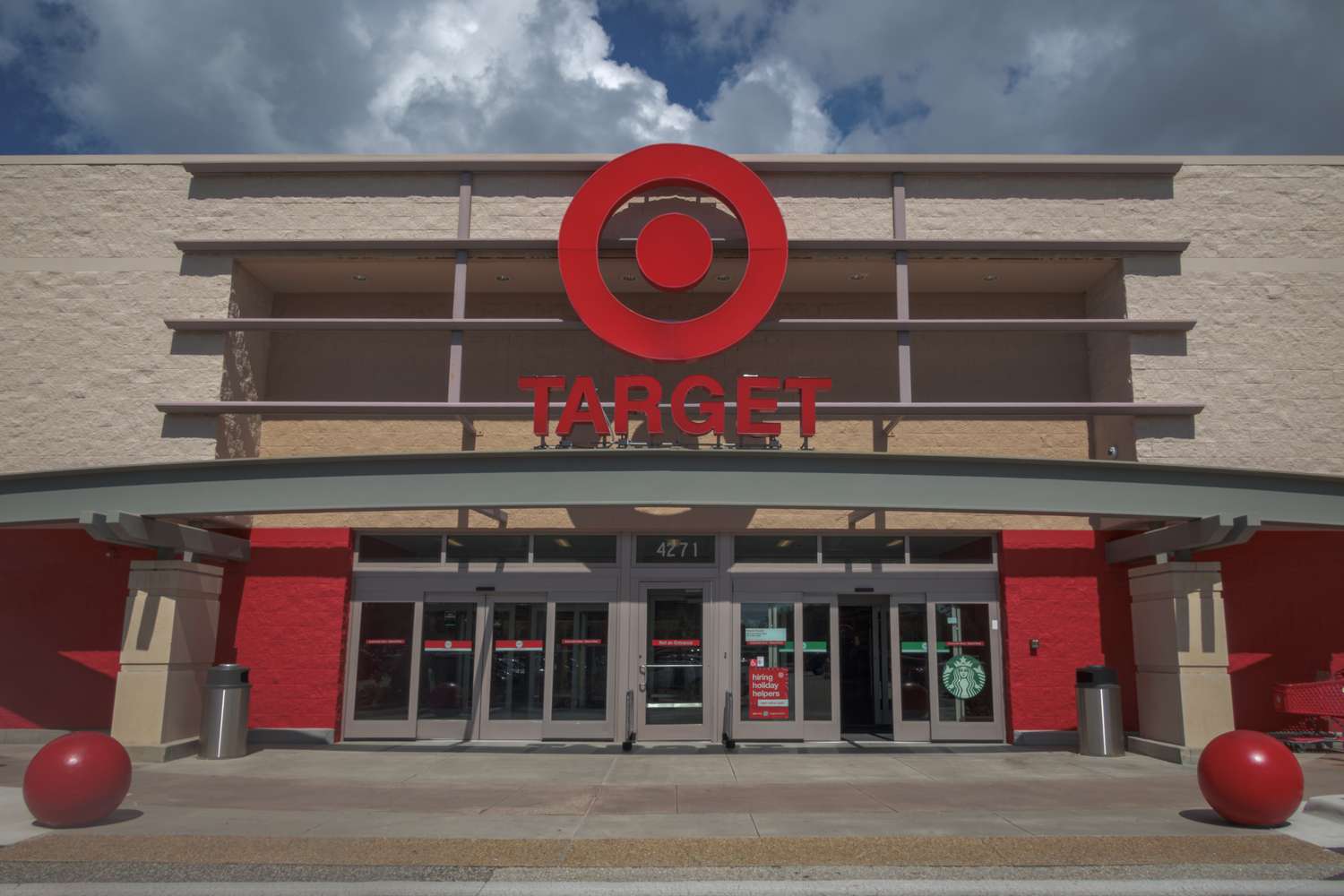 The facade of a Target store showing the company logo and entrance with automatic sliding doors