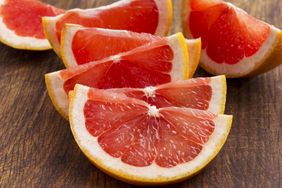 the juicy grapefruit cut by half rings