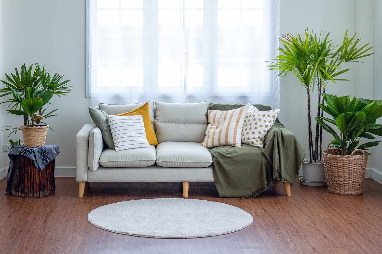 Living room with small rug