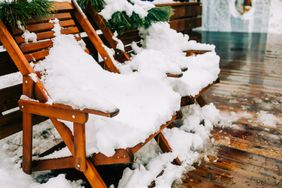 patio furniture with snow