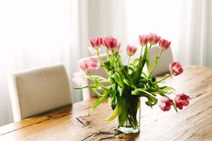 Pink & Red tulips in vase