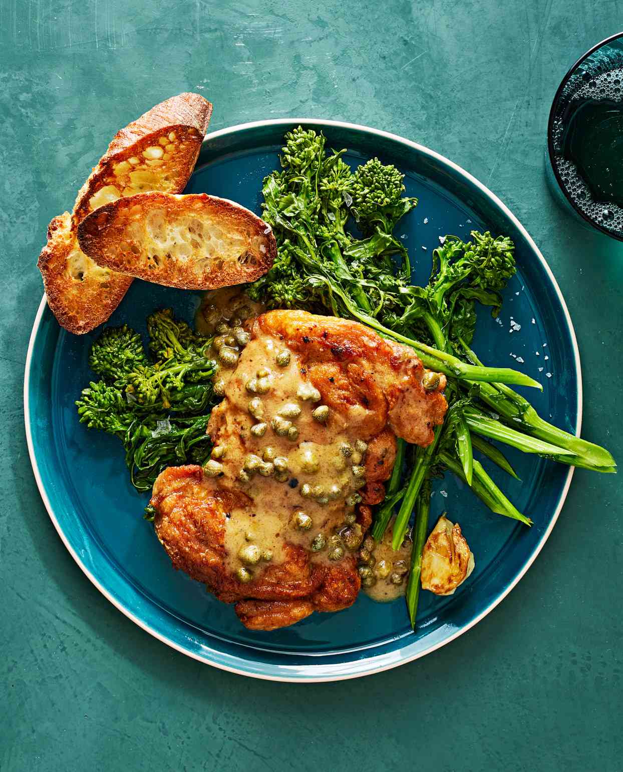 chicken-thigh piccata with broccoli rabe