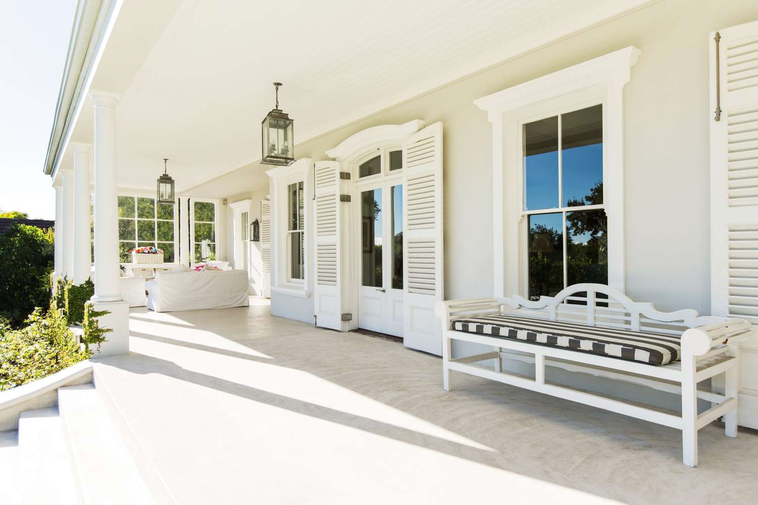 White painted front porch
