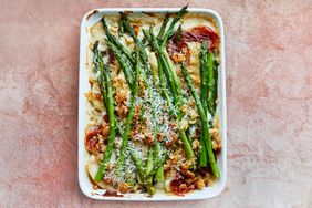 asparagus-potato gratin with proscuitto