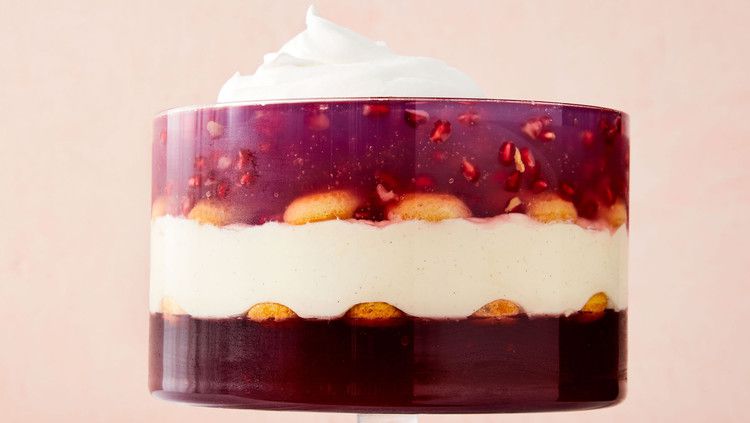 pomegranate coconut trifle with whipped cream