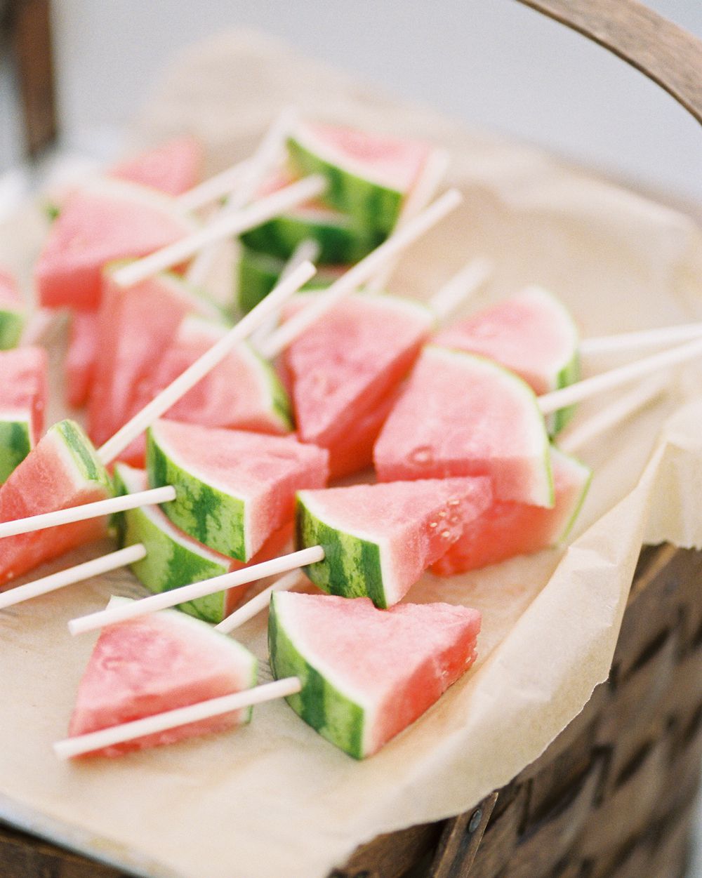 watermelon wedges on skewers