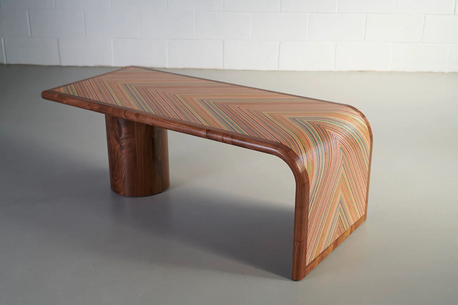 A coffee table made with upcycled materials