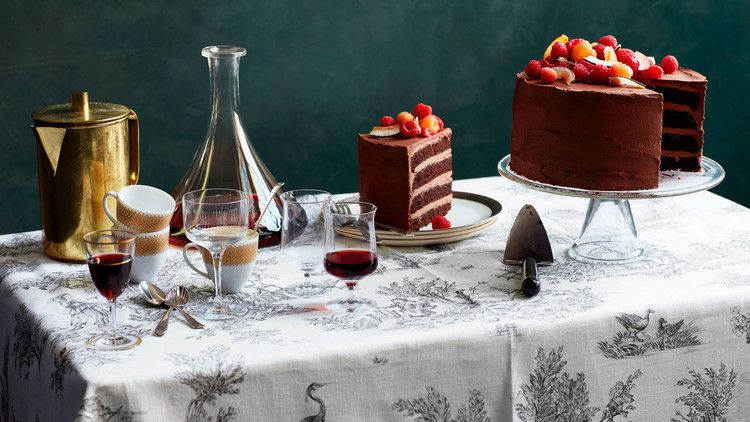 dairy-free chocolate-raspberry cake and fortified wines