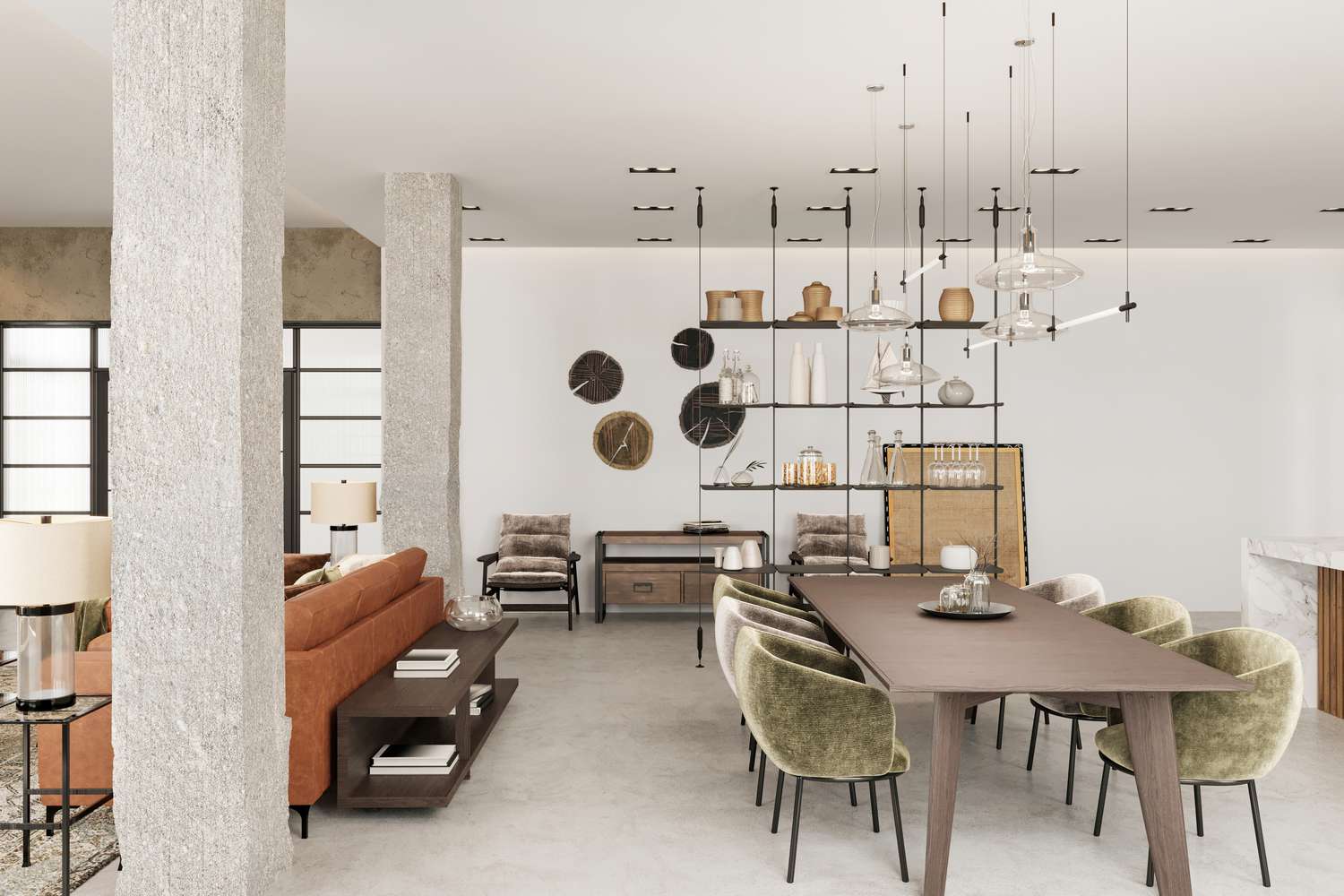 column in living room