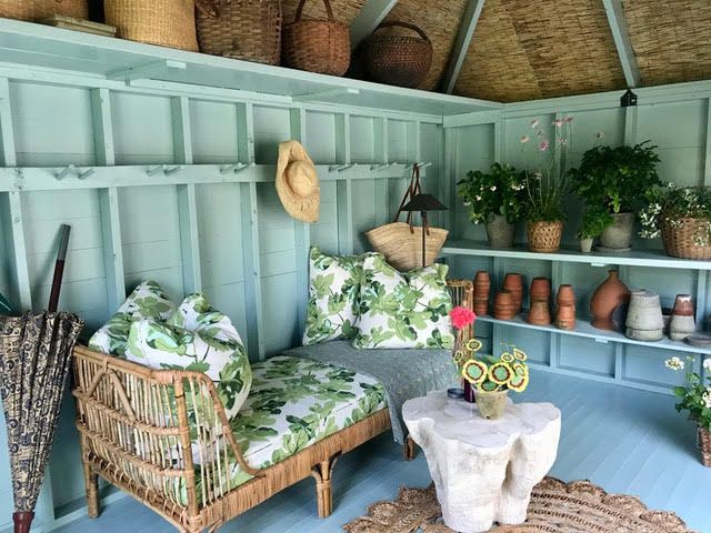 blue green gardening area for home