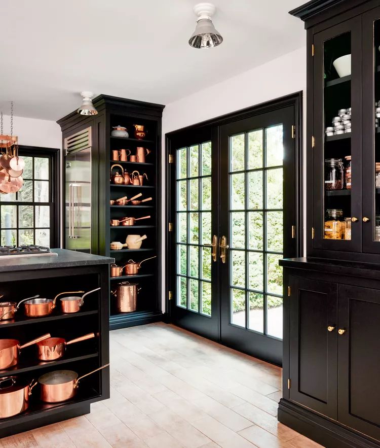 copper cookware kitchen display