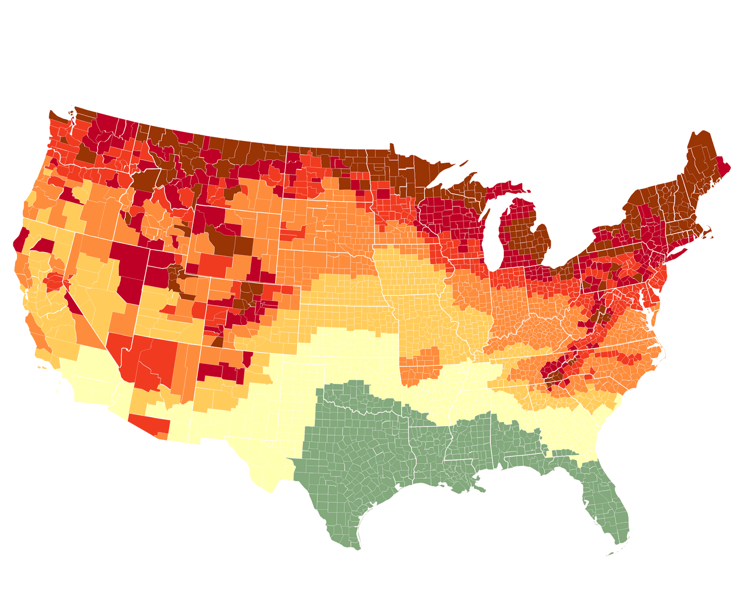 map of United States fall foliage peaks