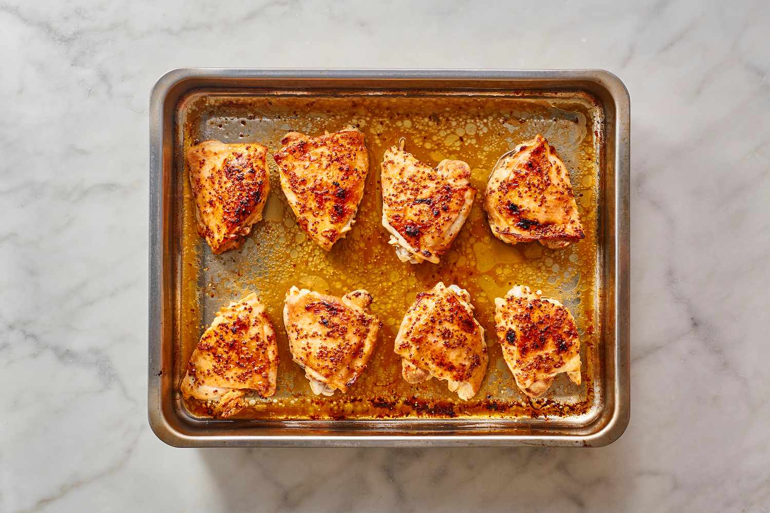 easy roasted chicken thighs on pan