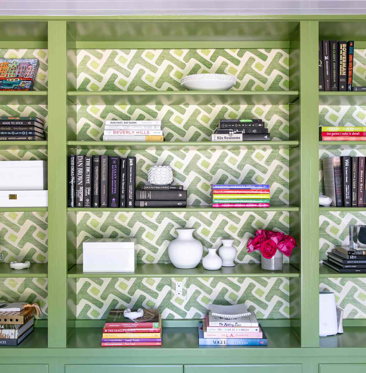 green wallpaper background green bookshelf
