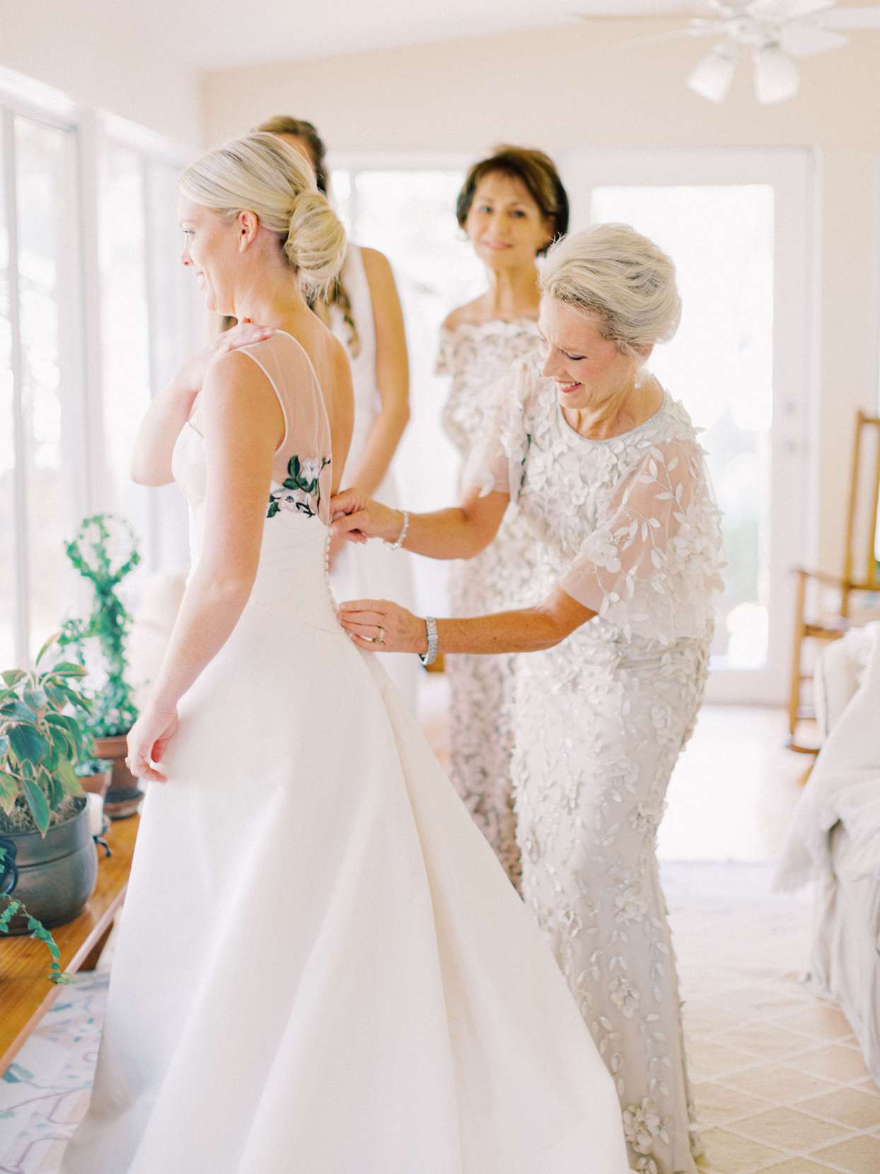 megan parking wedding bride getting ready with help of mother
