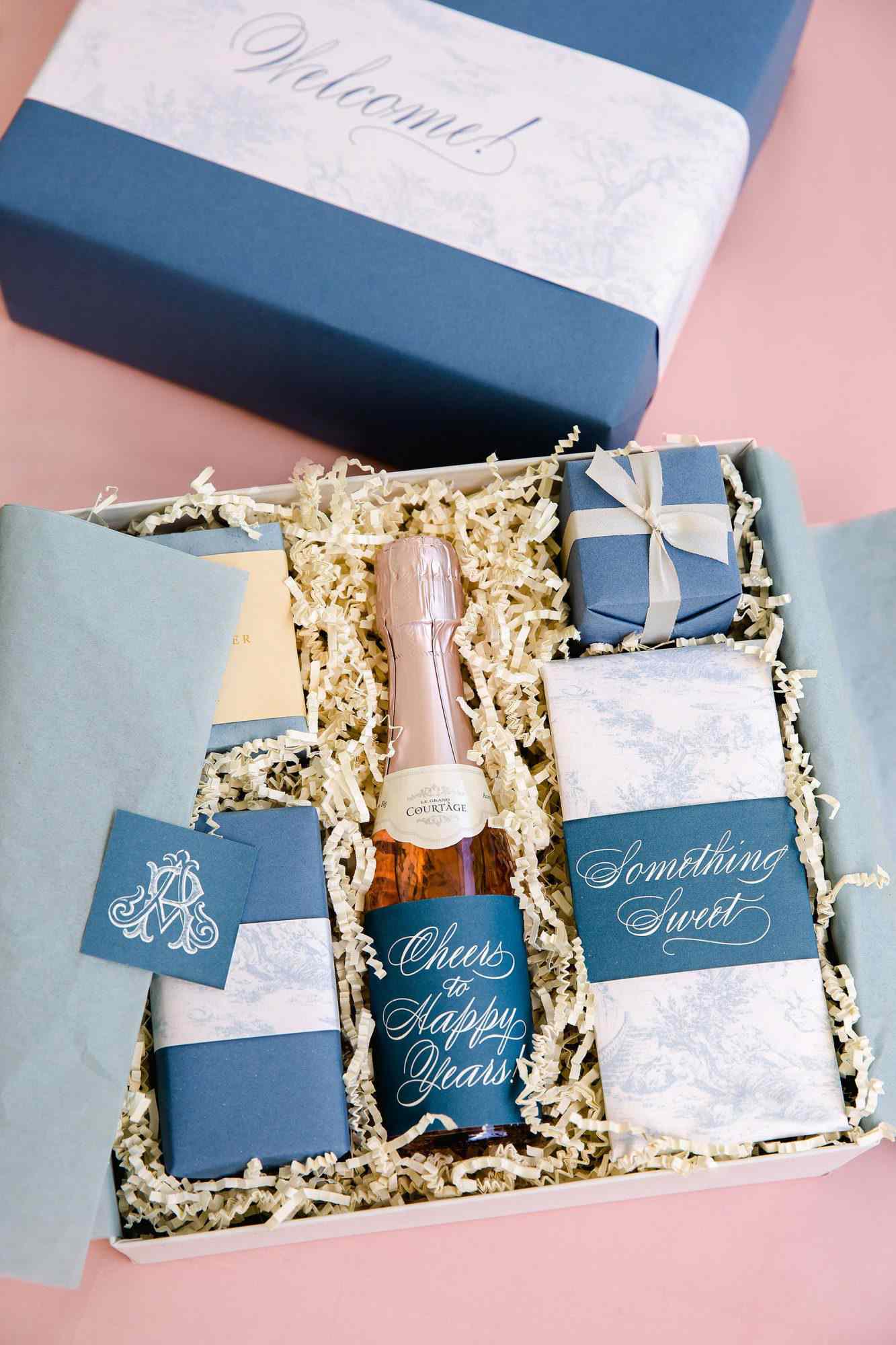 washington dc wedding welcome boxes champagne chocolate