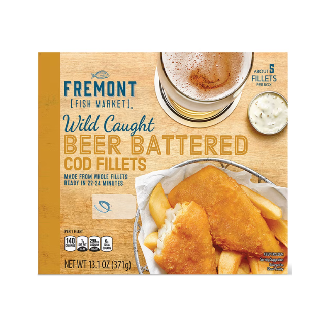 Package of Fremont Fish Market beer battered cod fillets