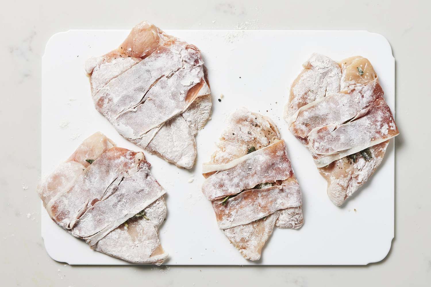 Chicken dredged in flour