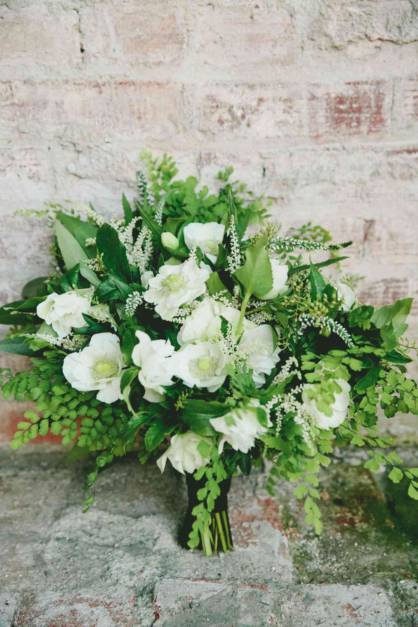 Fern Wedding Bouquet with Anemones