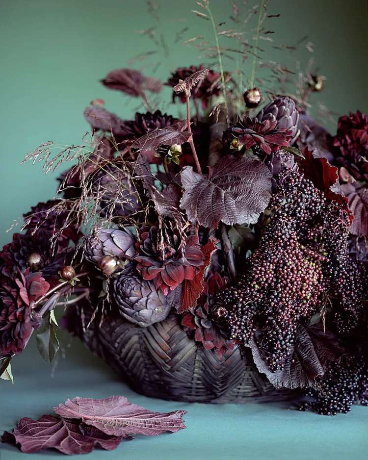 dark flower arrangement