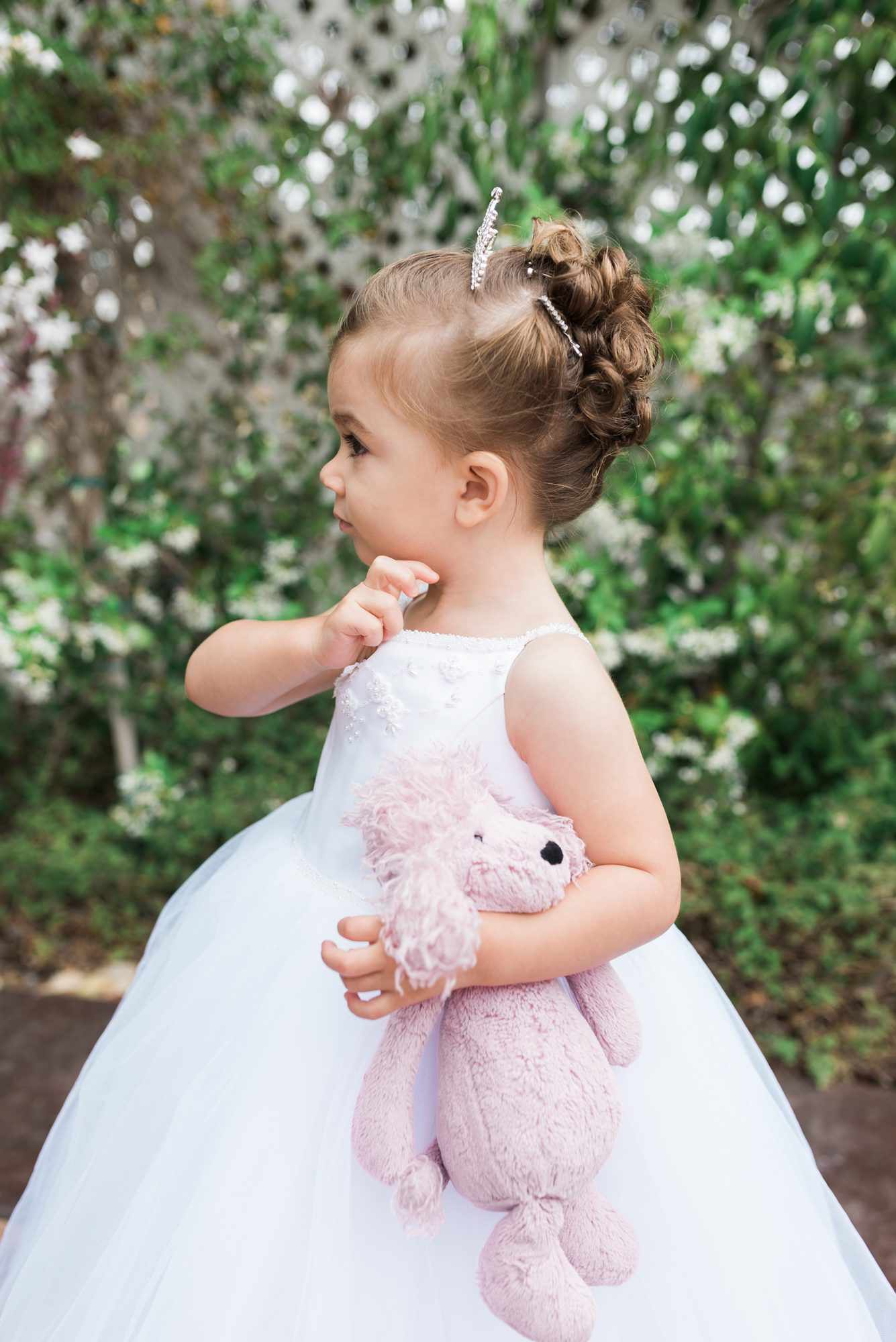 Flower Girl Hairstyle Pinned Curls with Tiara
