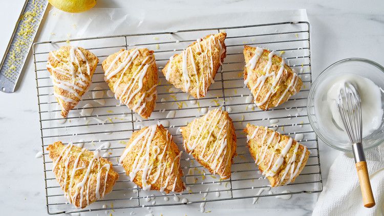 lemon scones atop cooling wrack