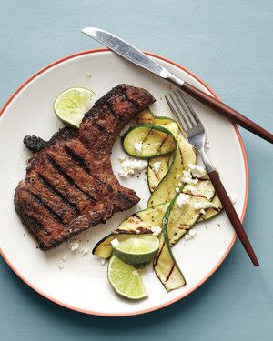 Spice-Rubbed Pork Chops with Grilled Zucchini