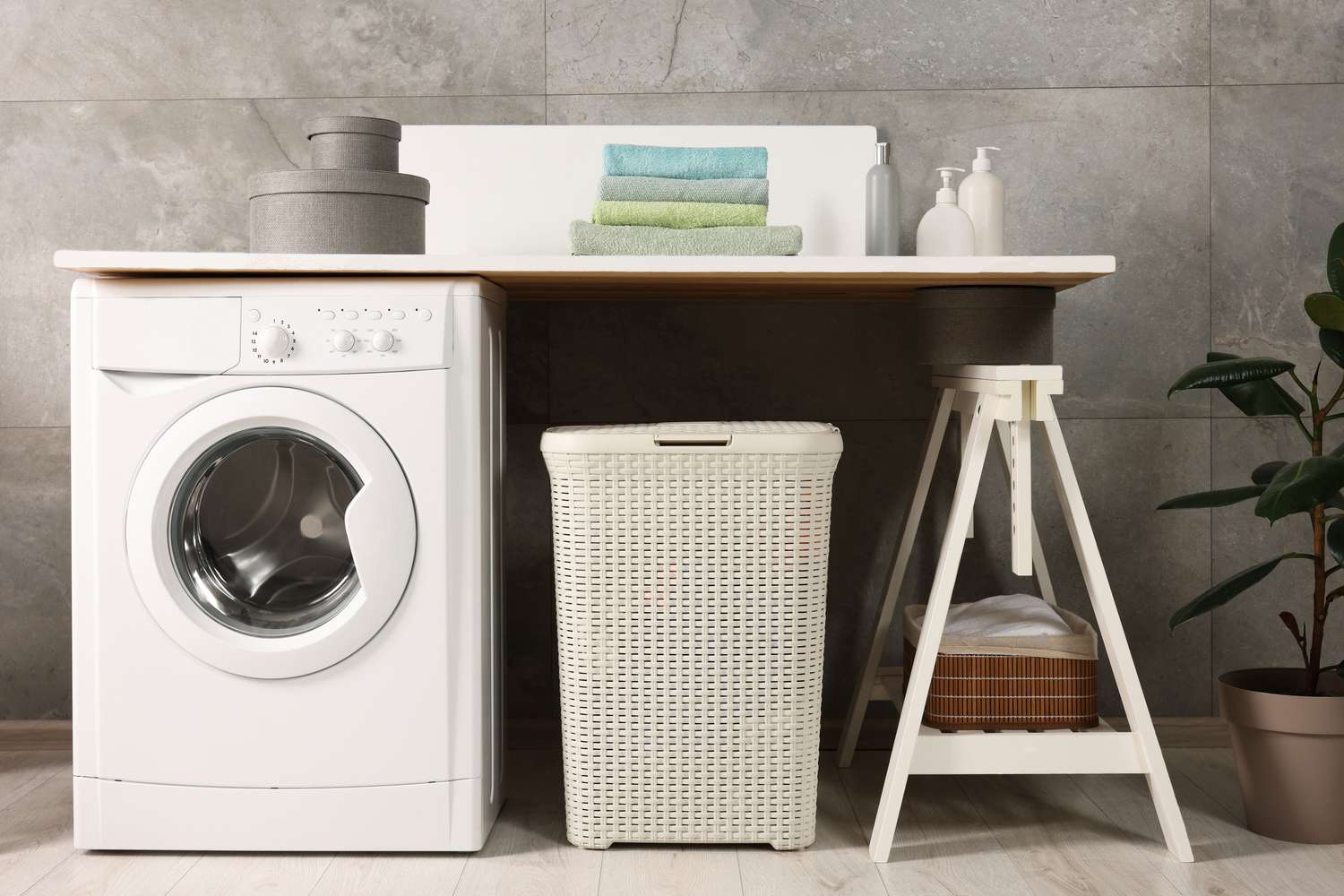 garbage bin in laundry room