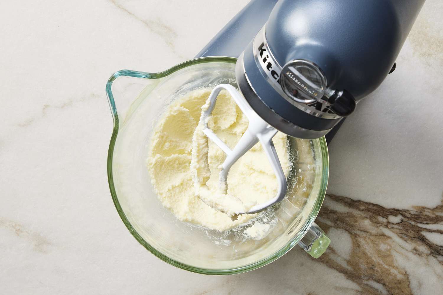 Butter and sugar in stand mixer