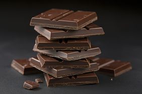 pieces of dark chocolate stacked