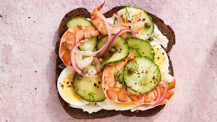 scandinavian shrimp and cucumber sandwich