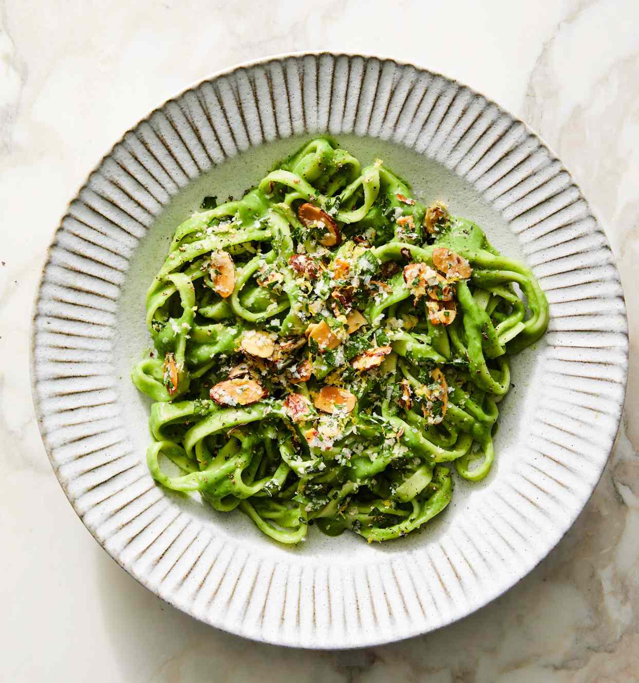 Whole-Wheat Tagliatelle with Creamy White-Bean and Kale Sauce