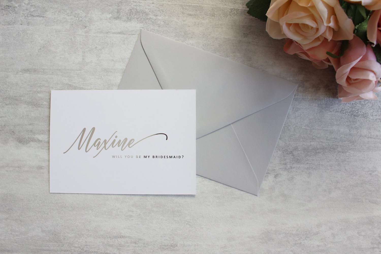 be my bridesmaid metallic card