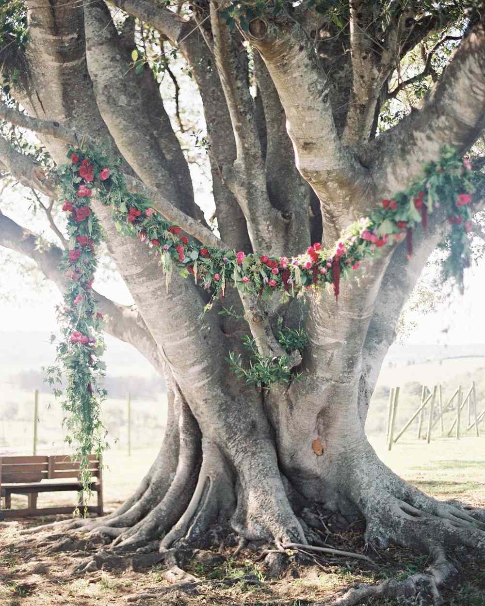 Floral Vine on tree wedding ceremony decor