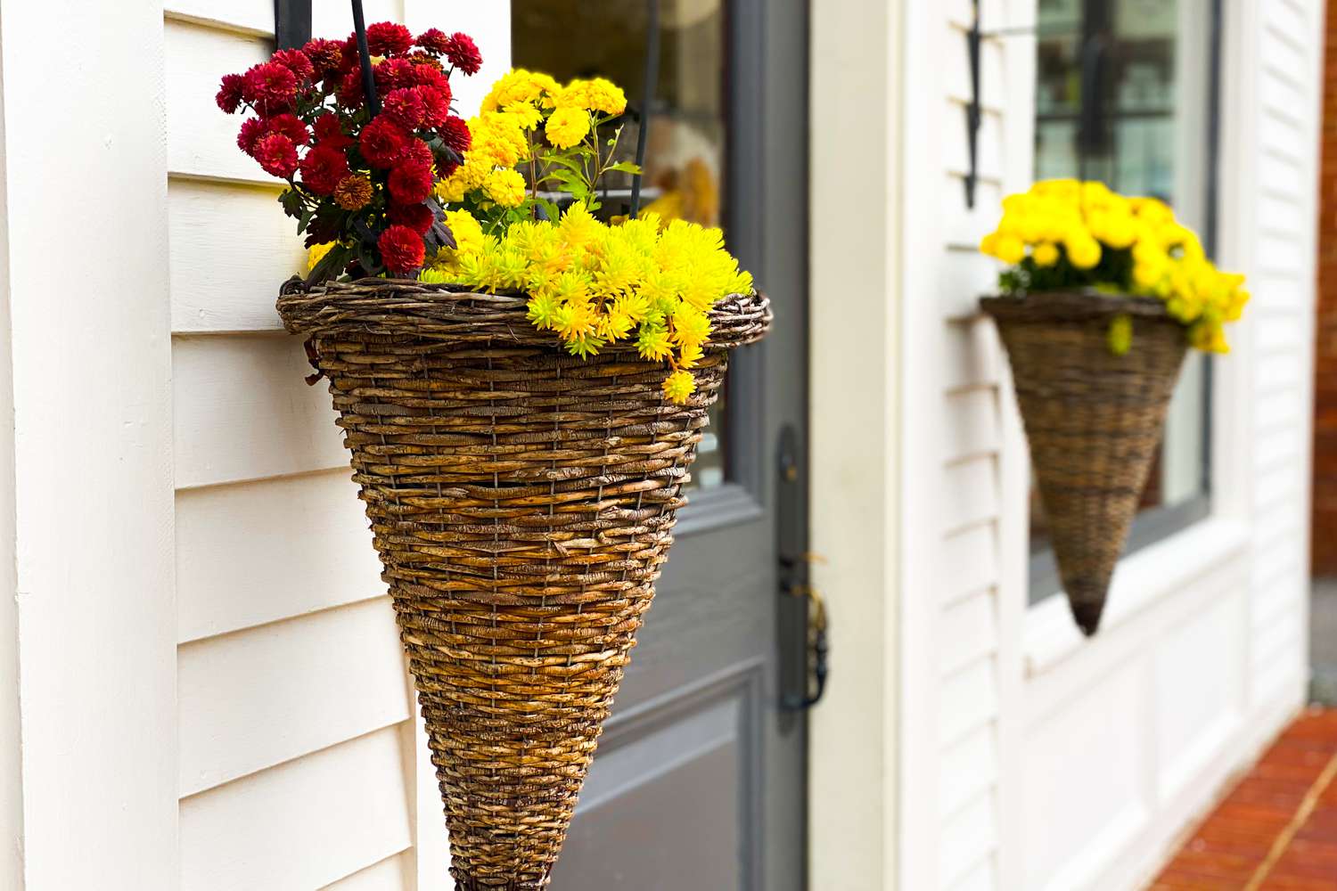 Cone planters with mums
