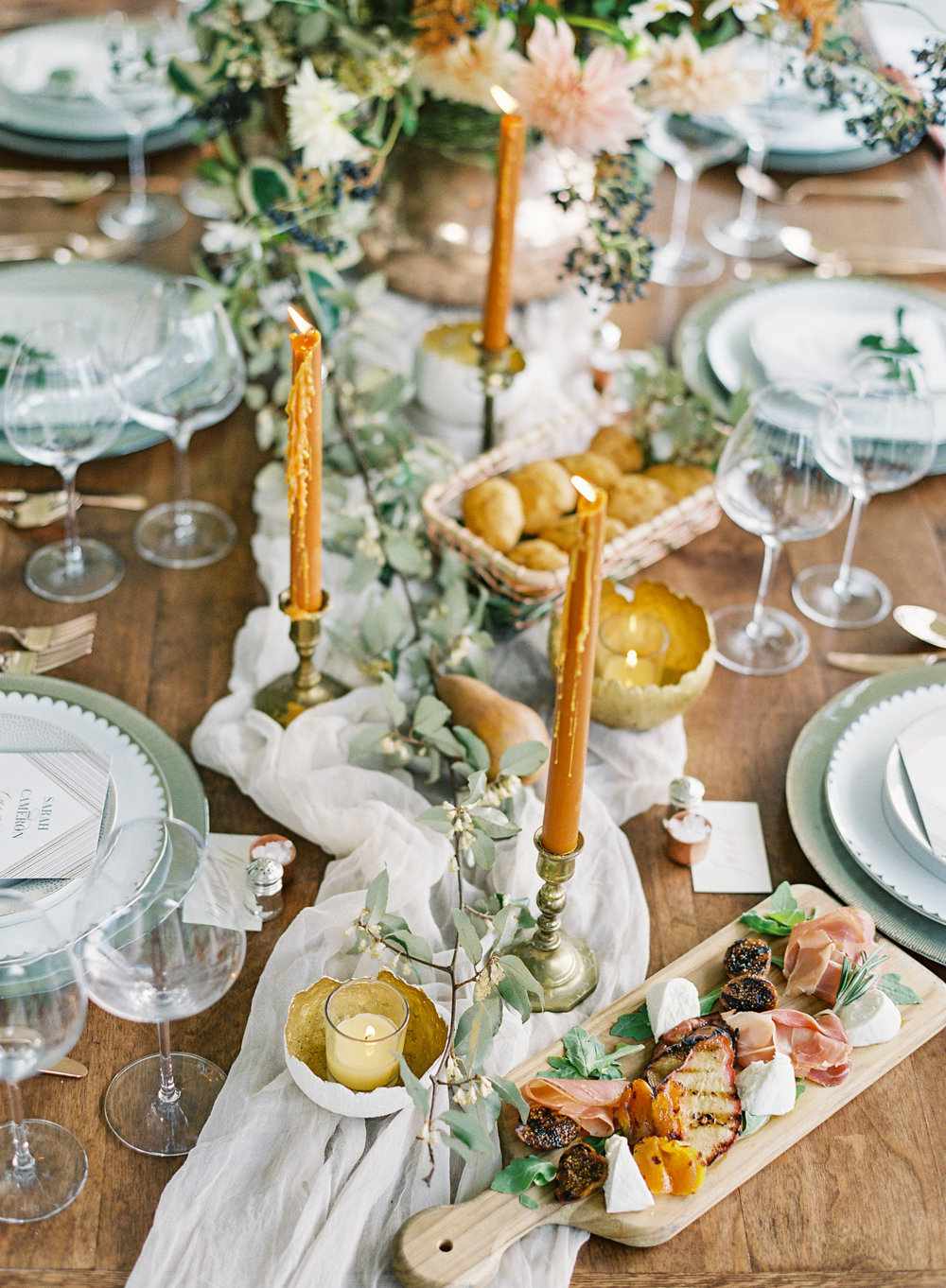 orange, sage, and gold christmas color scheme 