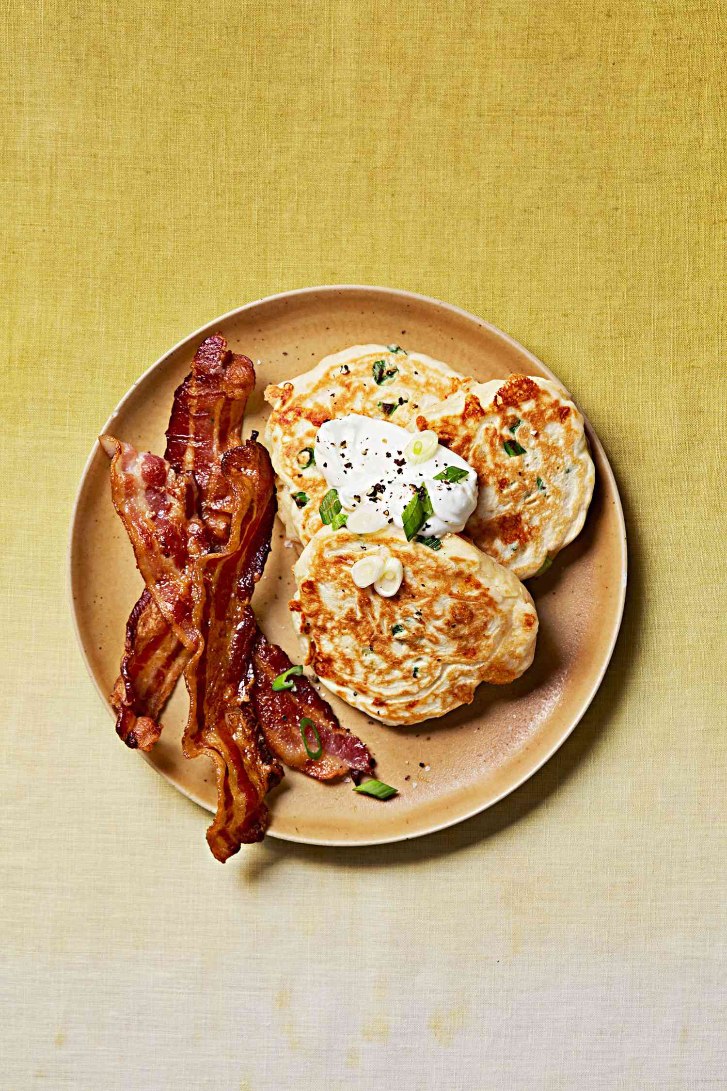 savory cheddar scallion pancakes bacon