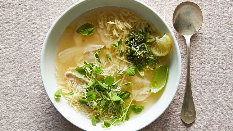 lemony pesto chicken soup