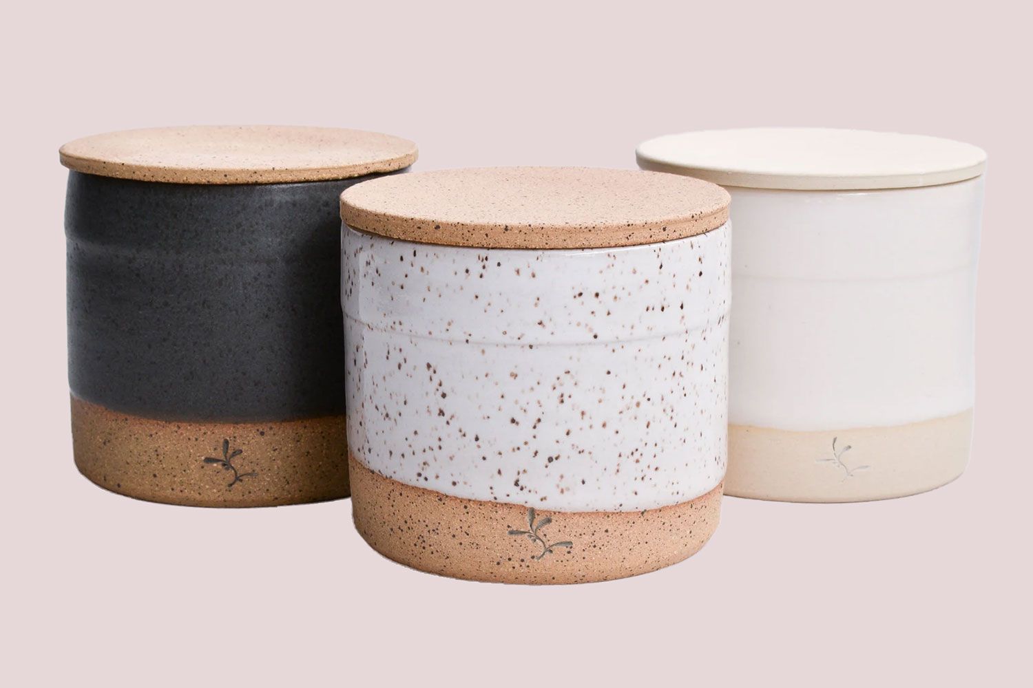 Ceramic trio of butter keepers