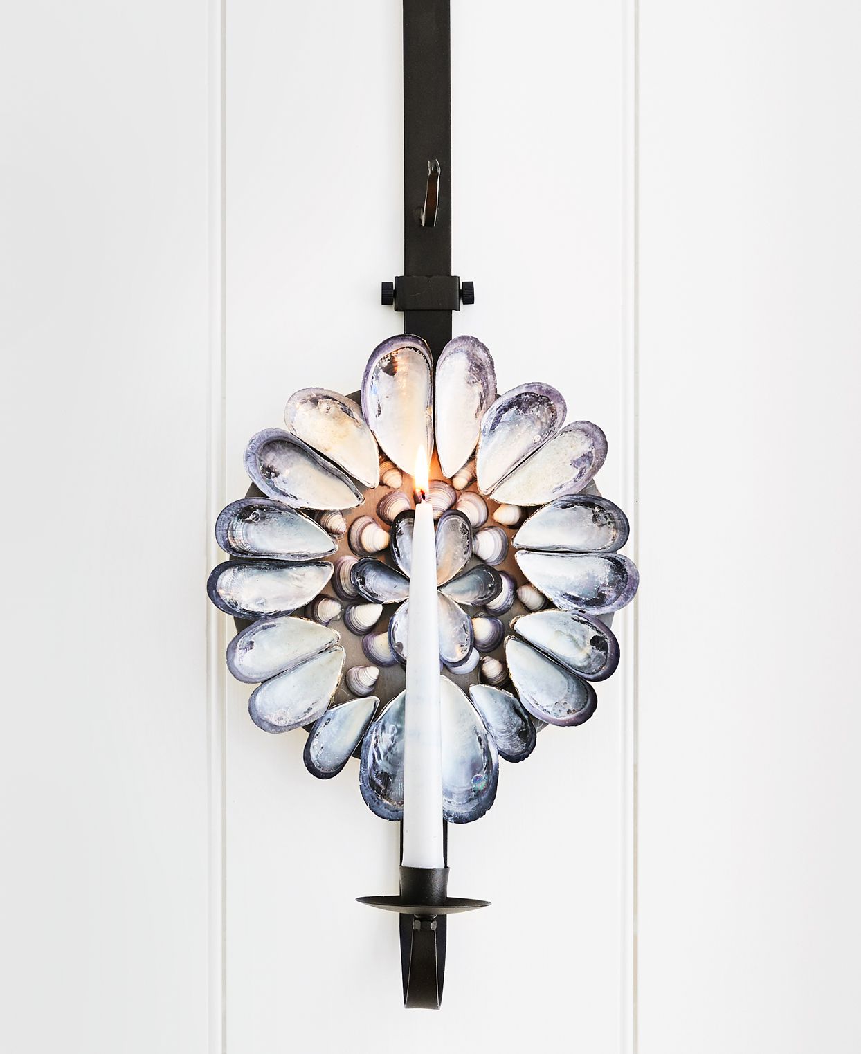 half shell candle wall sconce