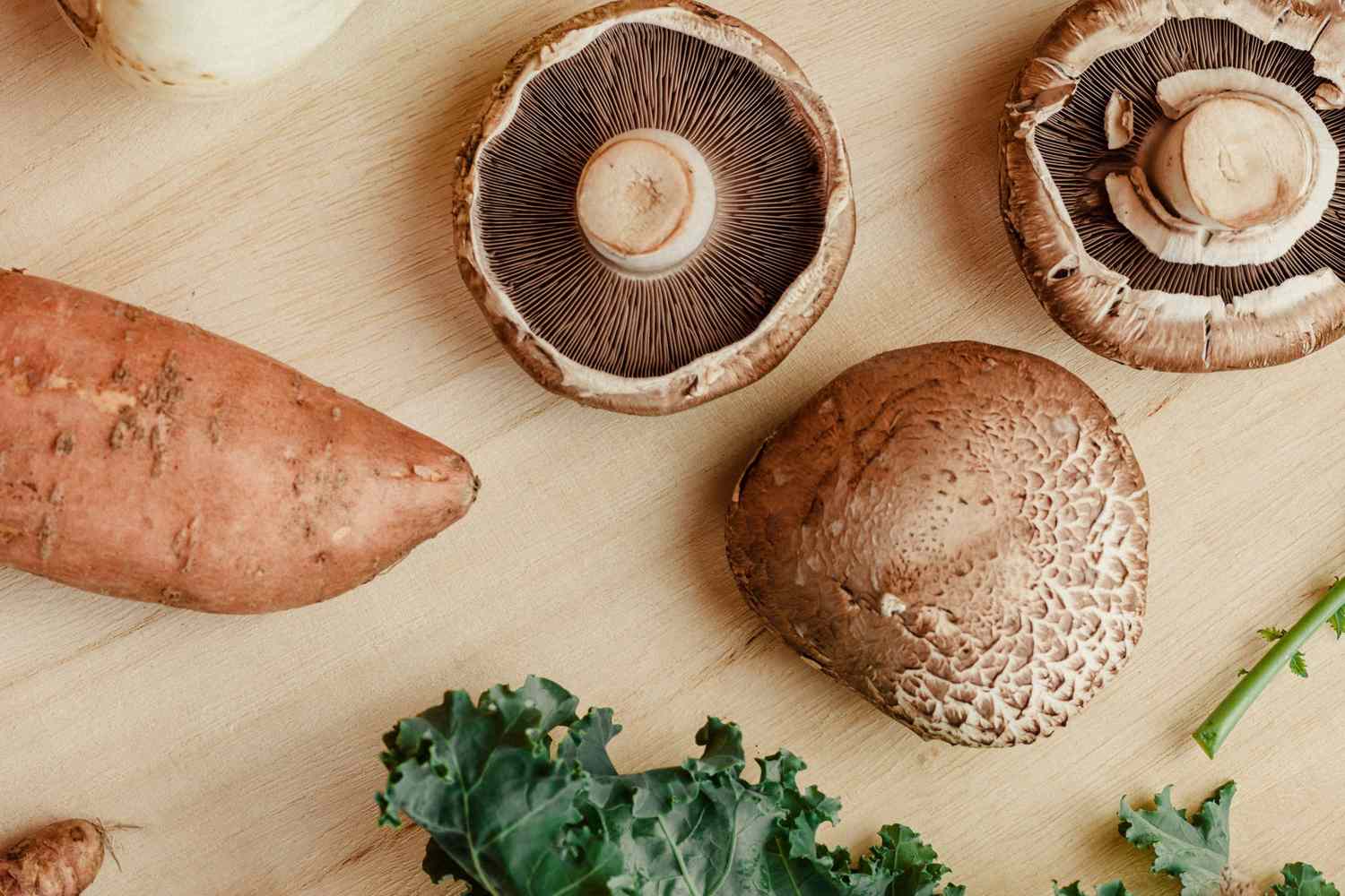 Sweet potato portobello mushroom green kale