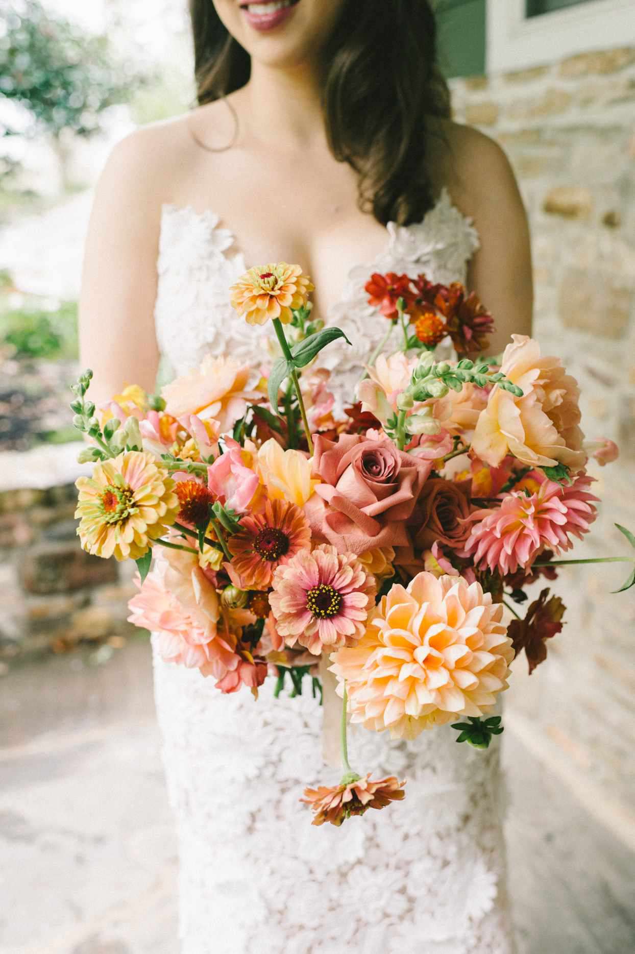 Peach and Orange Fall Wedding Bouquet
