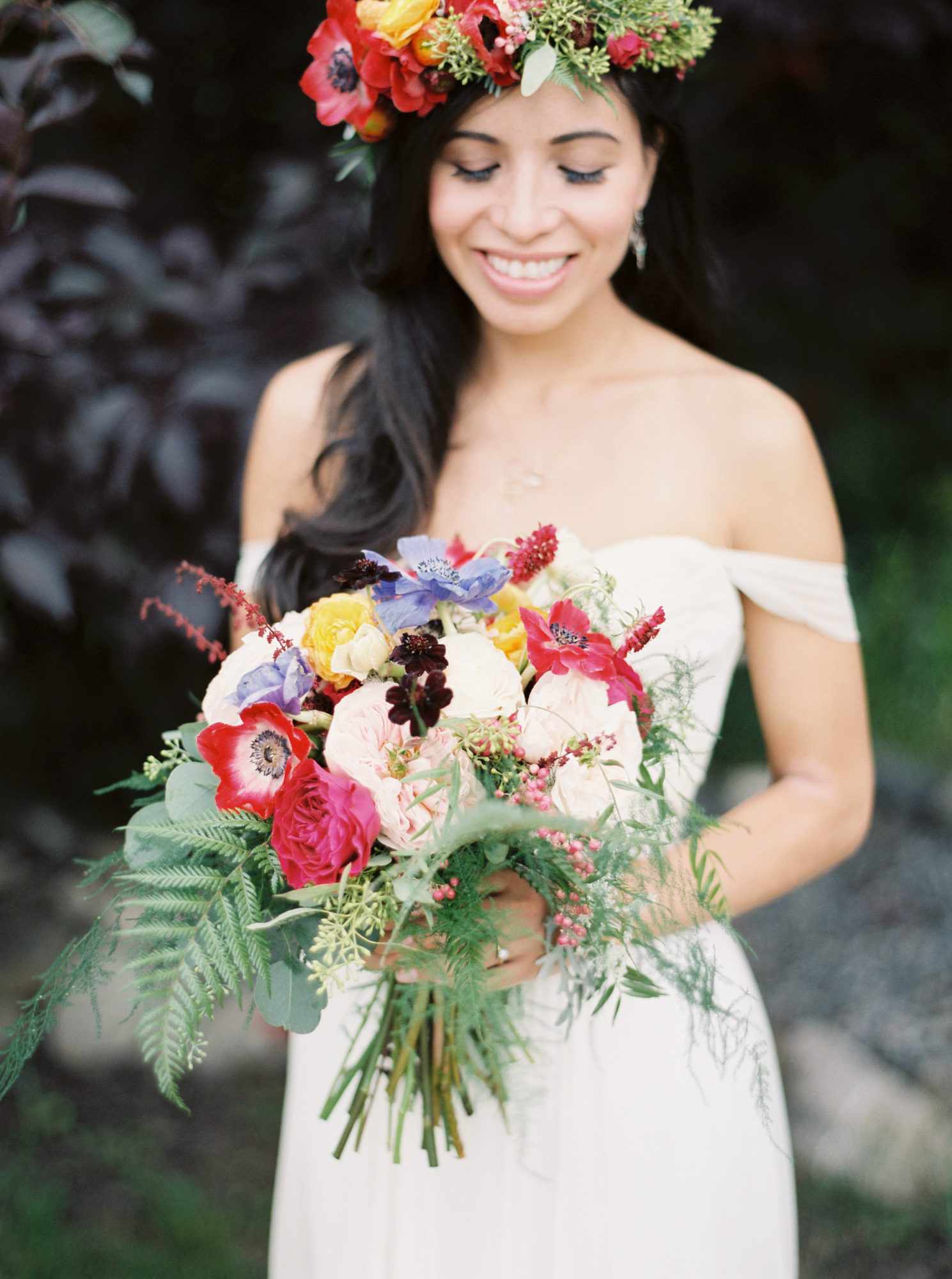 Fern Bouquet with Peonies and Anemones