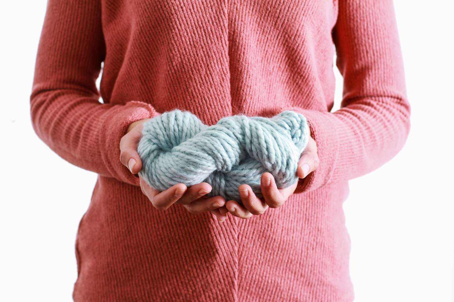 wrapped ball of blue yarn