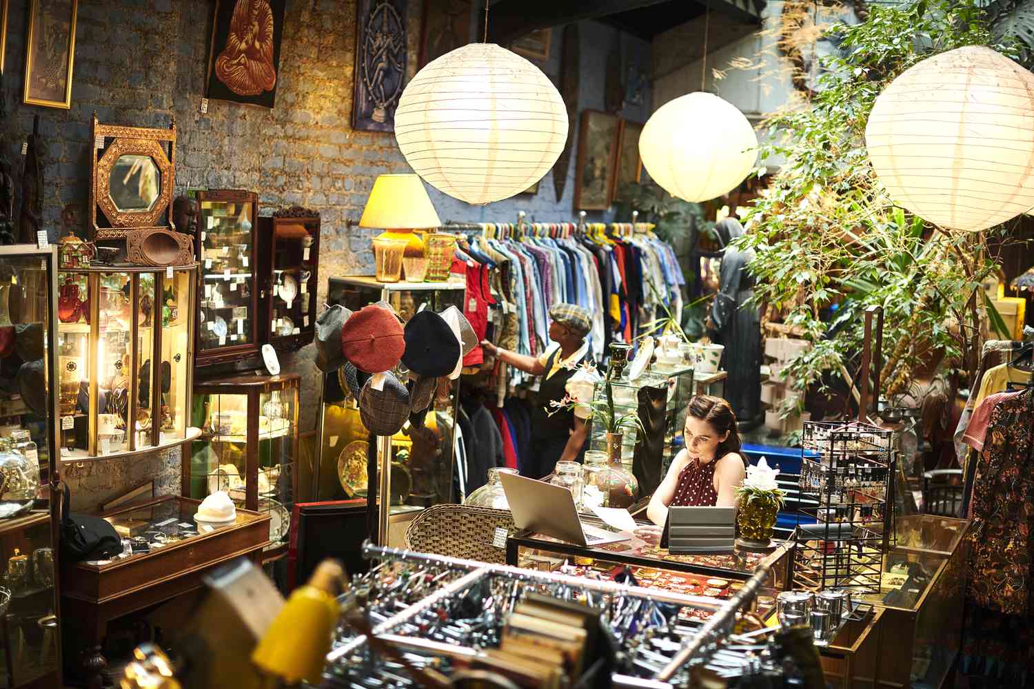 thrift store with people shopping