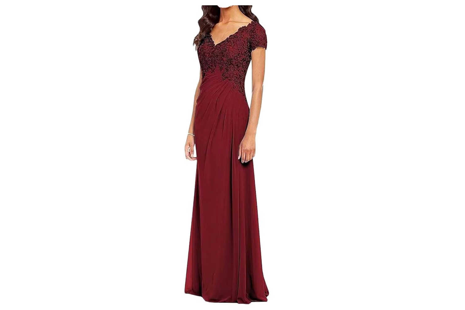 DCMall V Neck Long Mother-of-the-Bride Dress 