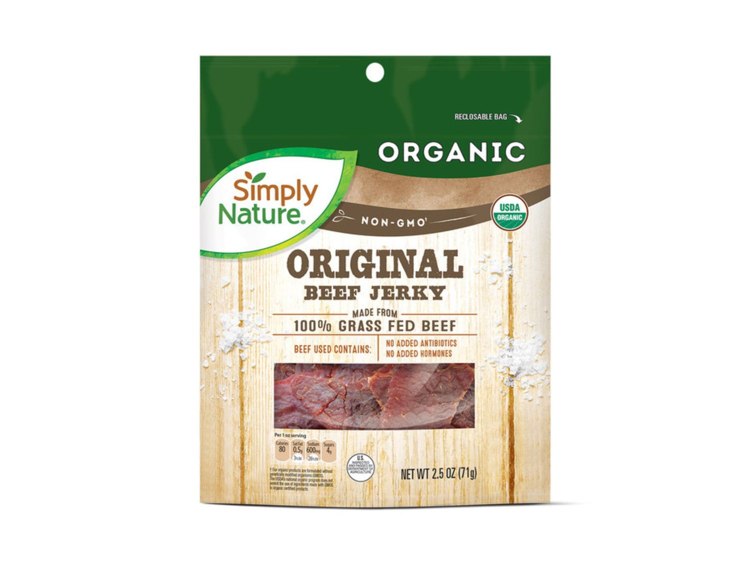 Simply Nature organic beef jerky packaging