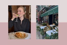 Drinking a martini, Elio's restaurant storefront