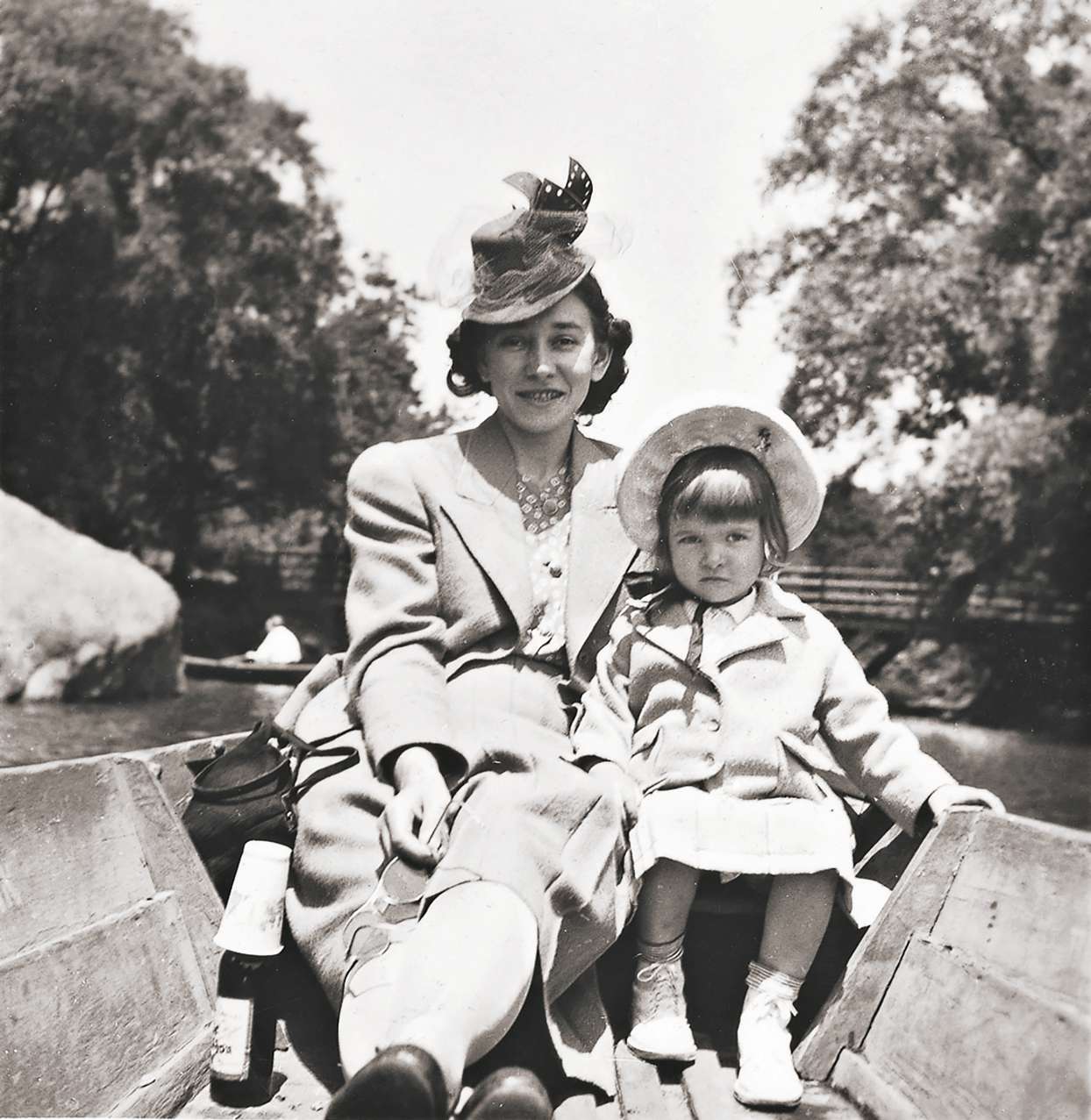 Martha and her mom on a boat in Central Park