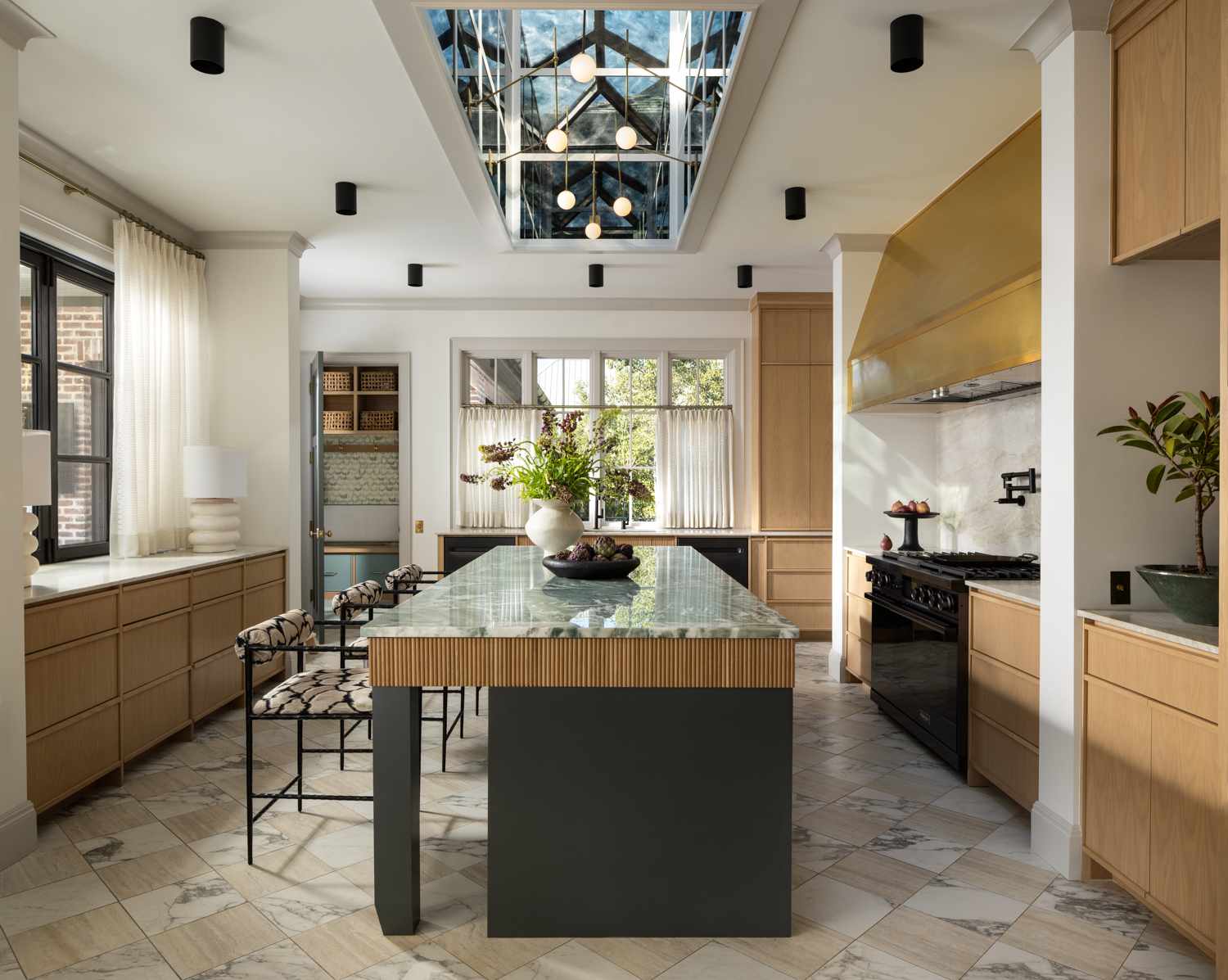 Modern kitchen with a skylight